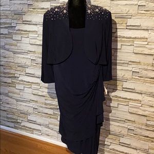 NWT dark blue 2 piece dress with beading